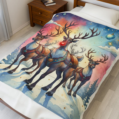 Reindeer Wonderland Velveteen Plush Blanket
