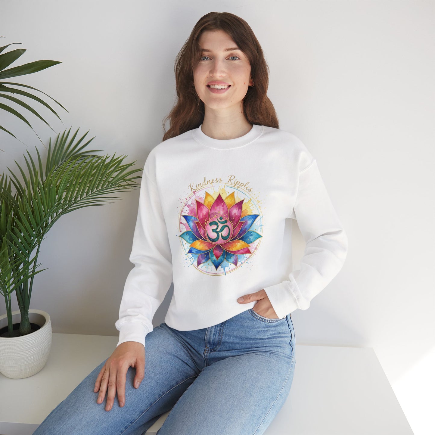 Spiritual Lotus Crewneck Sweatshirt - Mindfulness & Meditation Design