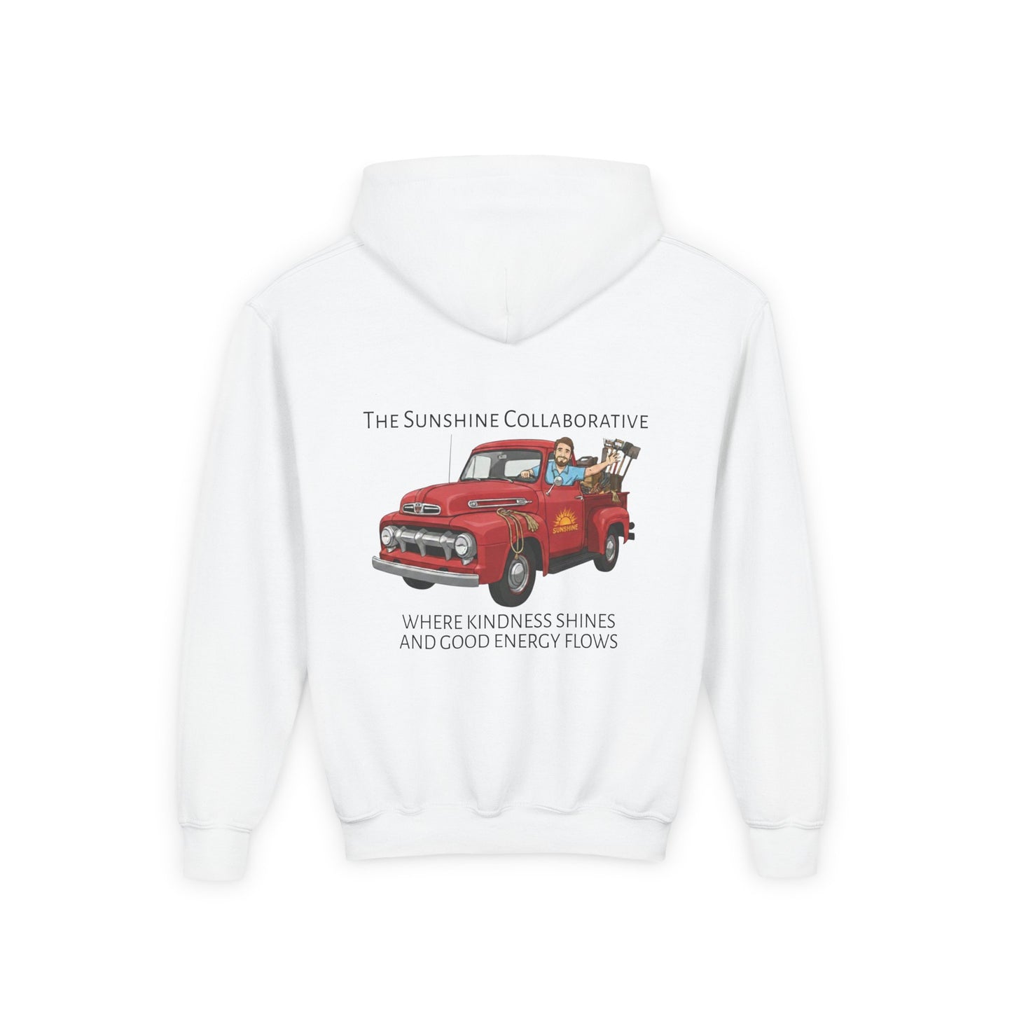 Youth Hooded Sweatshirt - Kindness & Good Energy, Cozy Gift, Throwback, Sunshine Vibes, Kids Apparel, Spring & Summer Fashion