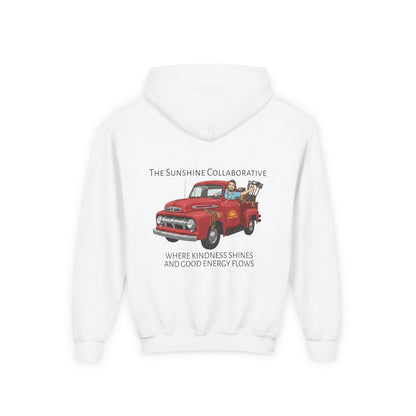 Youth Hooded Sweatshirt - Kindness & Good Energy, Cozy Gift, Throwback, Sunshine Vibes, Kids Apparel, Spring & Summer Fashion