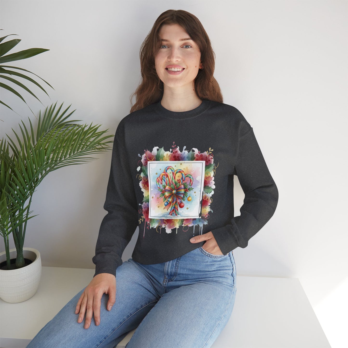 Christmas Candy Cane Crewneck Sweatshirt
