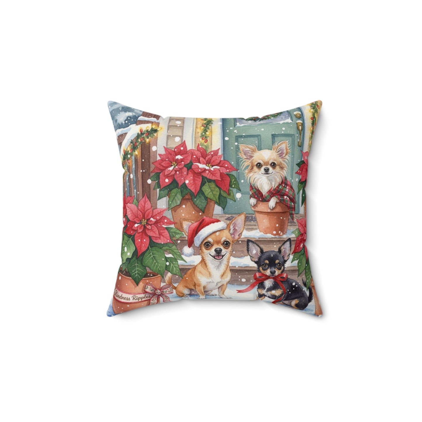 Pillow Holiday Chihuahuas Spun Polyester