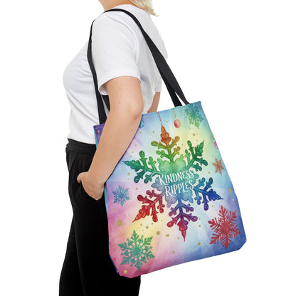 Kindness Ripples Winter Snowflake Tote Bag Colorful Kindness