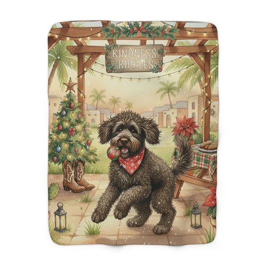 Sherpa Fleece Blanket - Cute Curly Doodle Holiday Picnic Vibe