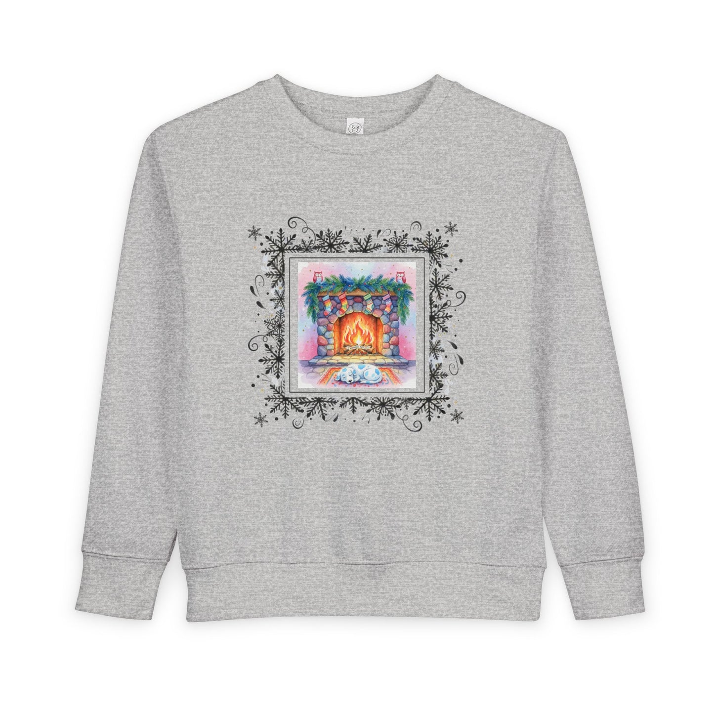 Cozy Fireplace Toddler Sweatshirt Cute Blue Spotted Puppy