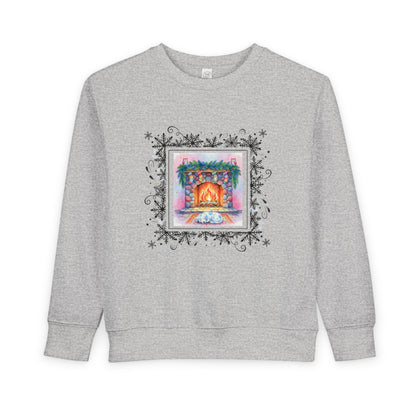 Cozy Fireplace Toddler Sweatshirt Cute Blue Spotted Puppy