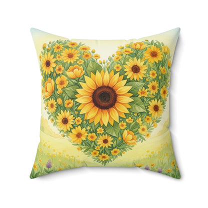Heart of Sunshine Field: Watercolor Yellow Blooms Pillow