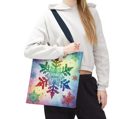 Kindness Ripples Winter Snowflake Tote Bag Colorful Kindness