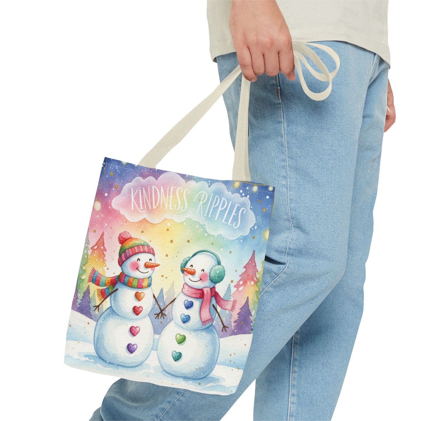 Whimsical Snowman Tote Bag - Kindness Ripples Design