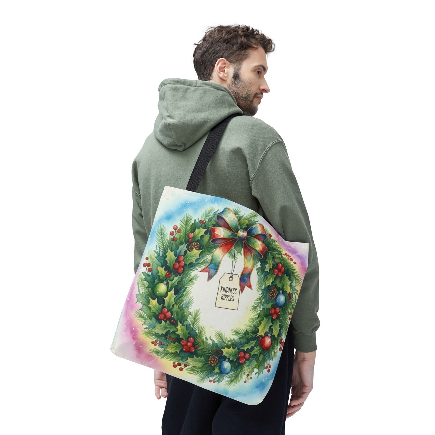 Holiday Wreath Tote Bag - Perfect for Christmas and Winter Celebrations
