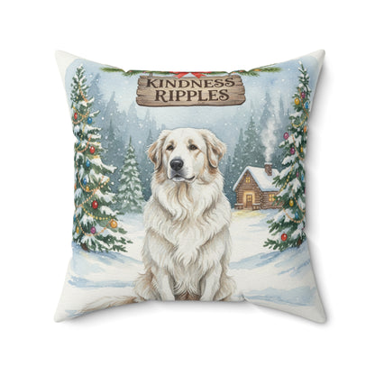 Sweet Great Pyrenees Dog Christmas Pillow – Holiday Tree & Gifts Decorative Throw Pillow