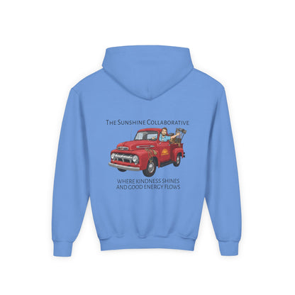 Youth Hooded Sweatshirt - Kindness & Good Energy, Cozy Gift, Throwback, Sunshine Vibes, Kids Apparel, Spring & Summer Fashion