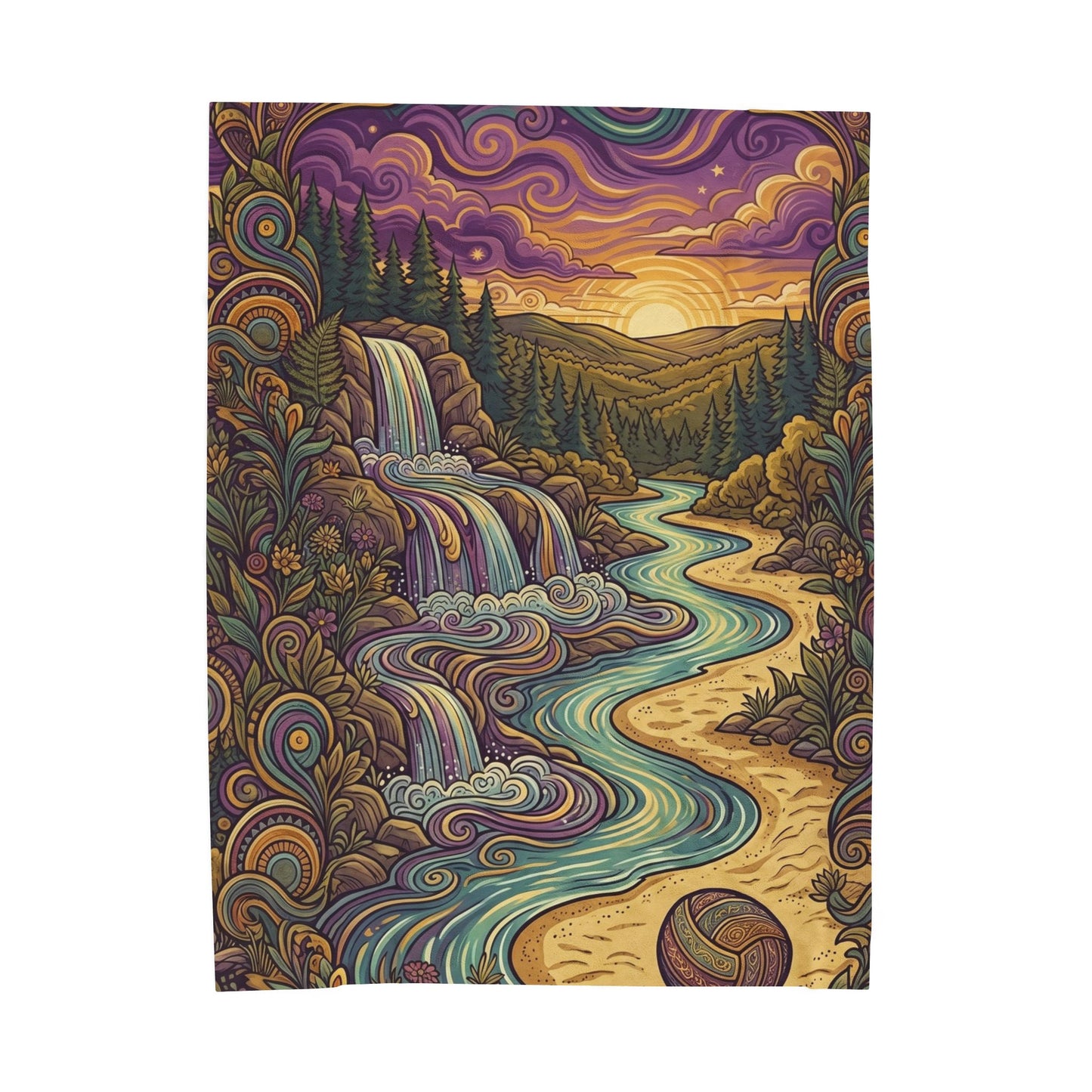 Velveteen Plush Blanket — Funky Tennessee Waterfall Landscape Throw Blanket