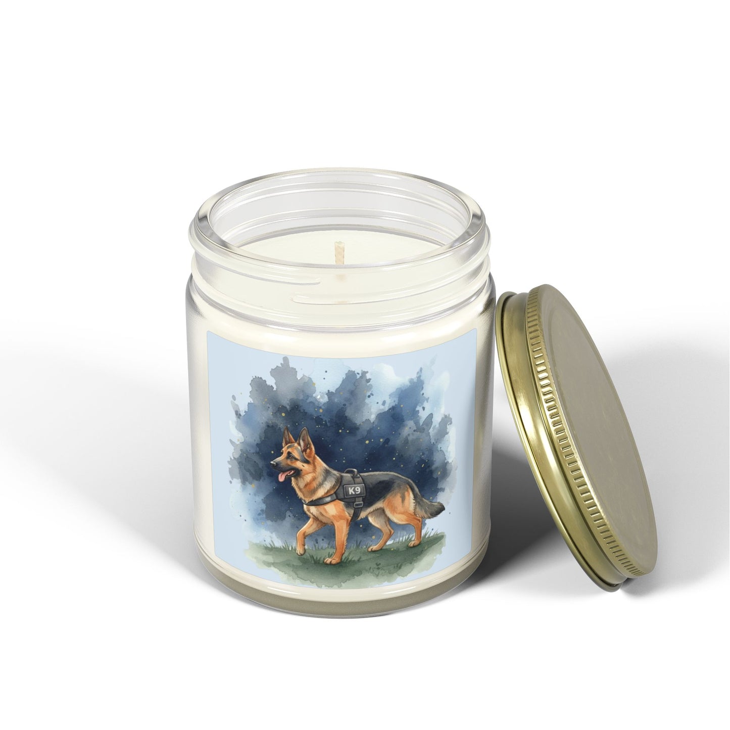 German Shepherd Scented Candle — Coconut Apricot Wax (4oz & 9oz)