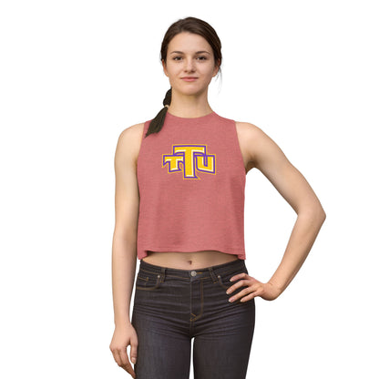 Women’s Crop Top — Gold & Purple TTU Logo Athletic Crop Top (Mascot Back)