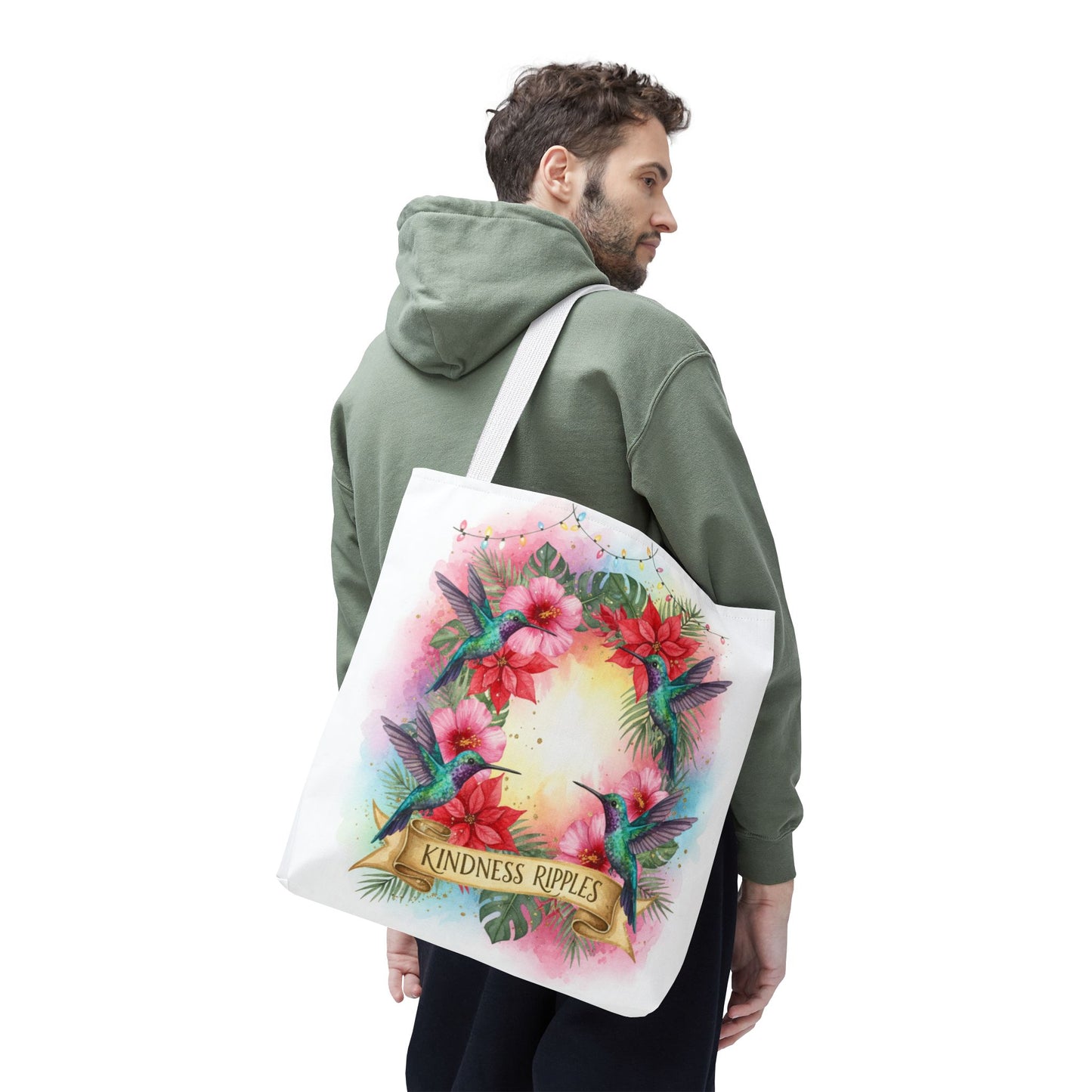 Colorful Kindness Christmas Hummingbirds Tote Bag