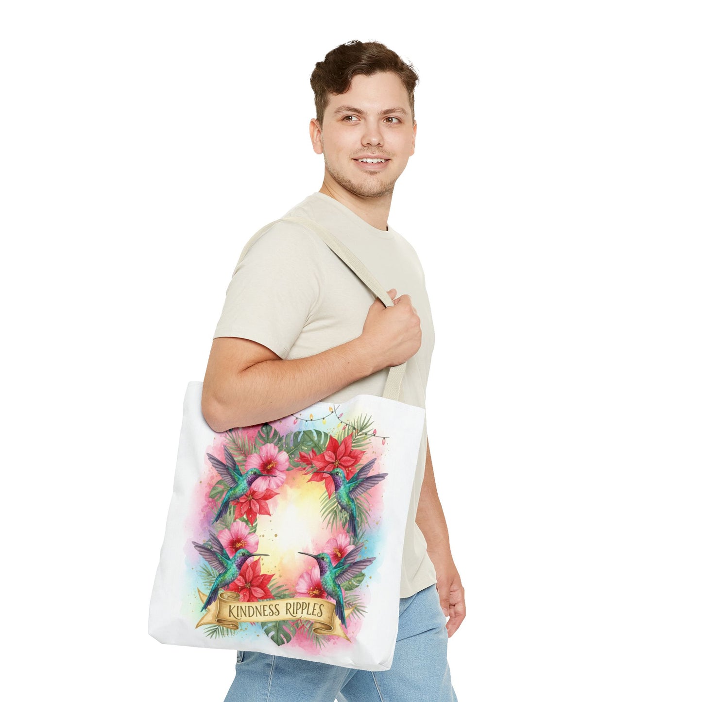 Colorful Kindness Christmas Hummingbirds Tote Bag