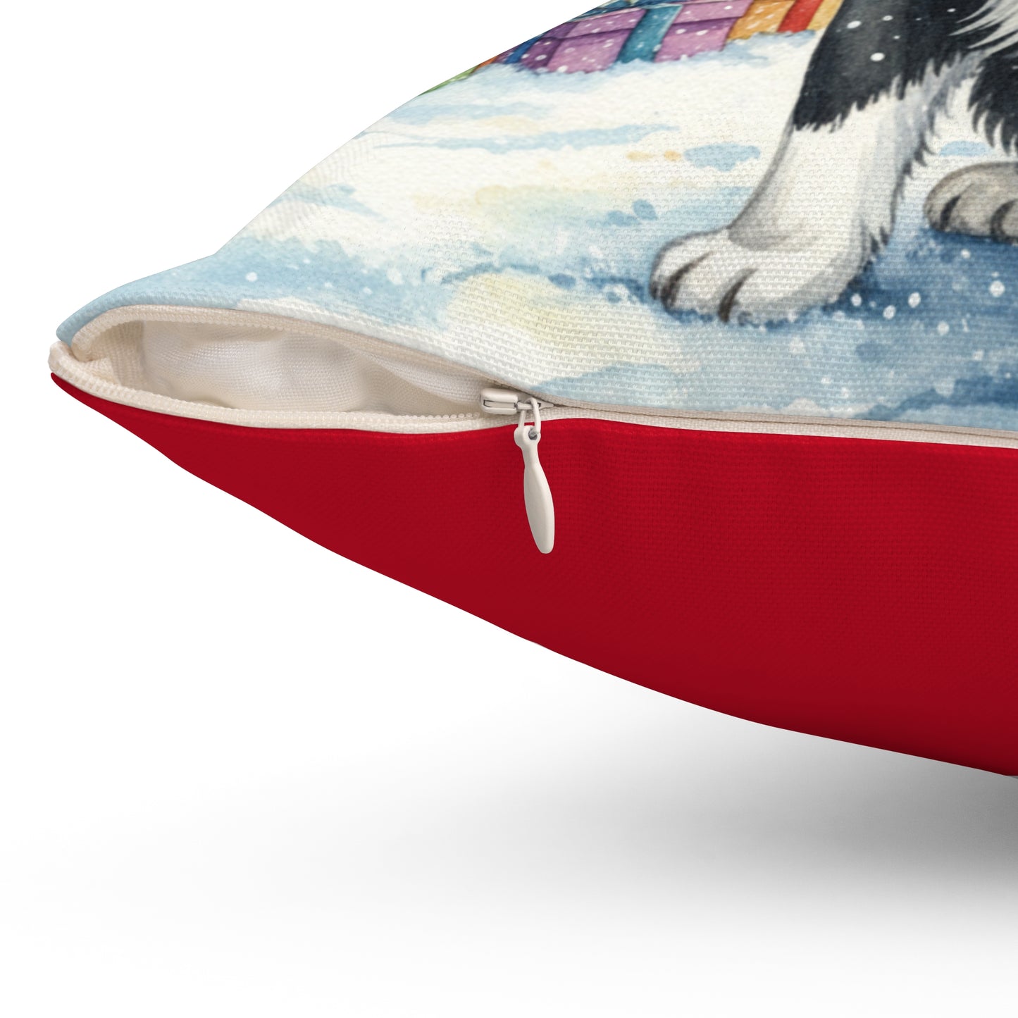 Gentle Newfoundland Dog Christmas Pillow – Holiday Tree & Gifts Decorative Throw Pillow