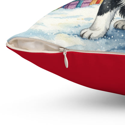 Gentle Newfoundland Dog Christmas Pillow – Holiday Tree & Gifts Decorative Throw Pillow