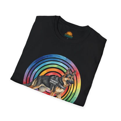 German Shepherd Rainbow Target T-Shirt — K9 Working Dog Graphic Tee - Kindness Ripples
