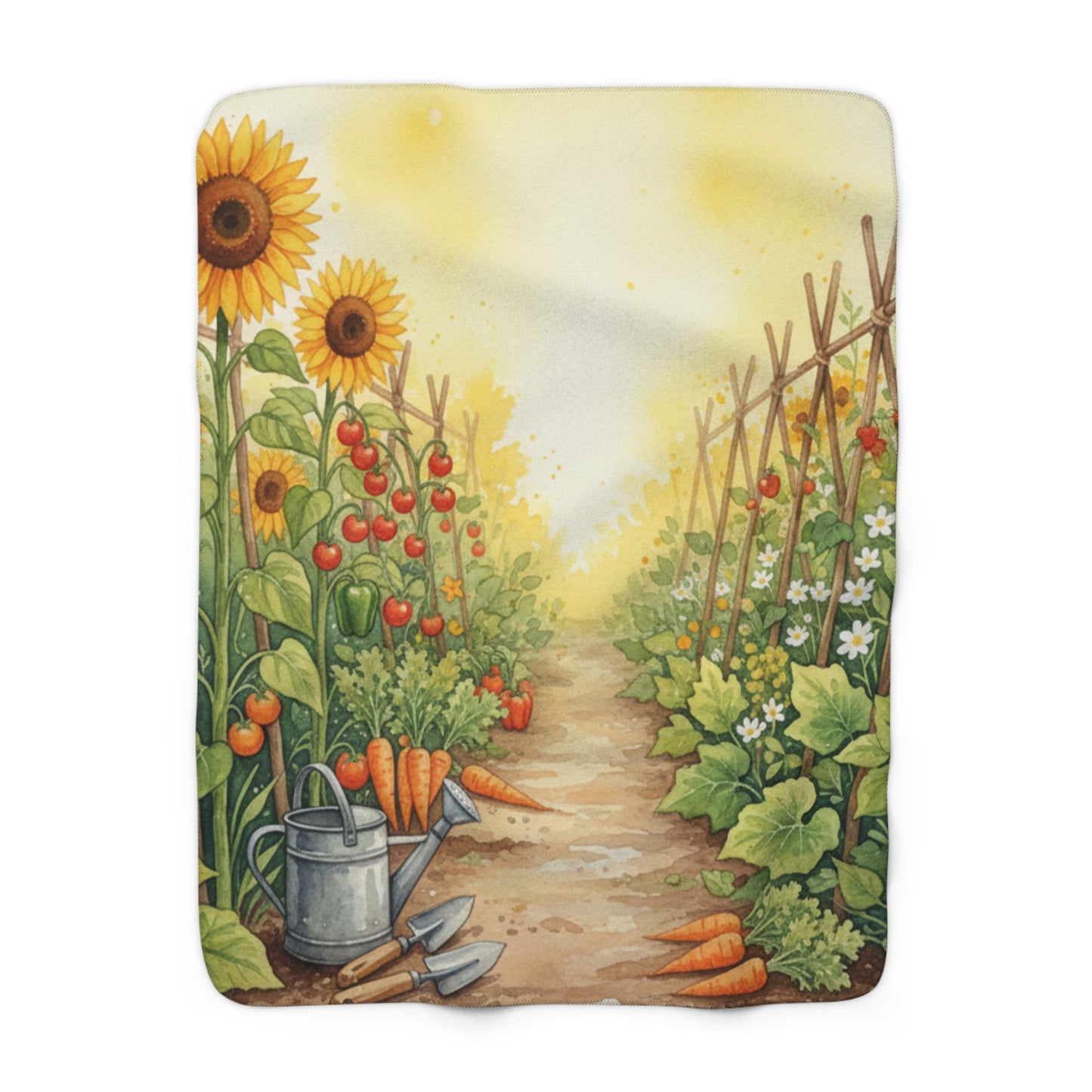 Golden Sunshine Garden Sherpa Blanket
