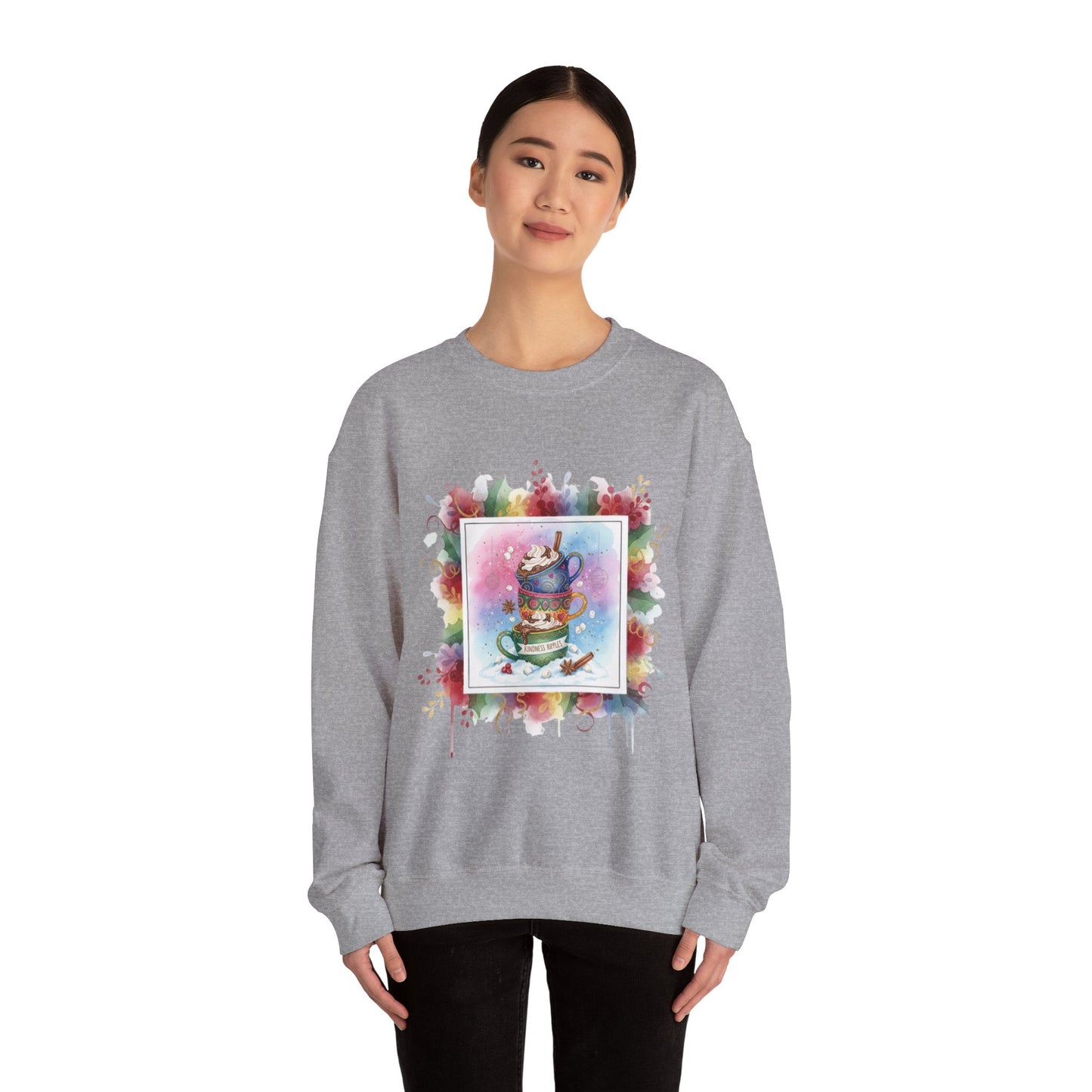 Cozy Holiday Crewneck Sweatshirt - Hot Cocoa Vibes