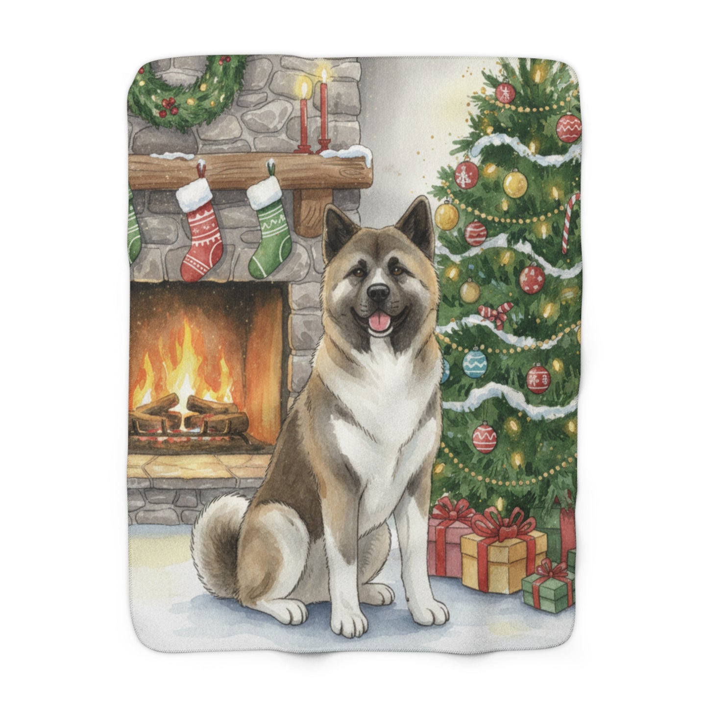 Who's that Akita? Cuddly and mighty! Sherpa Blanket Holiday Throw