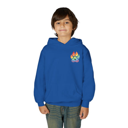 Youth Hoodie — Rainbow Paw & German Shepherd Graphic - Kindness Ripples