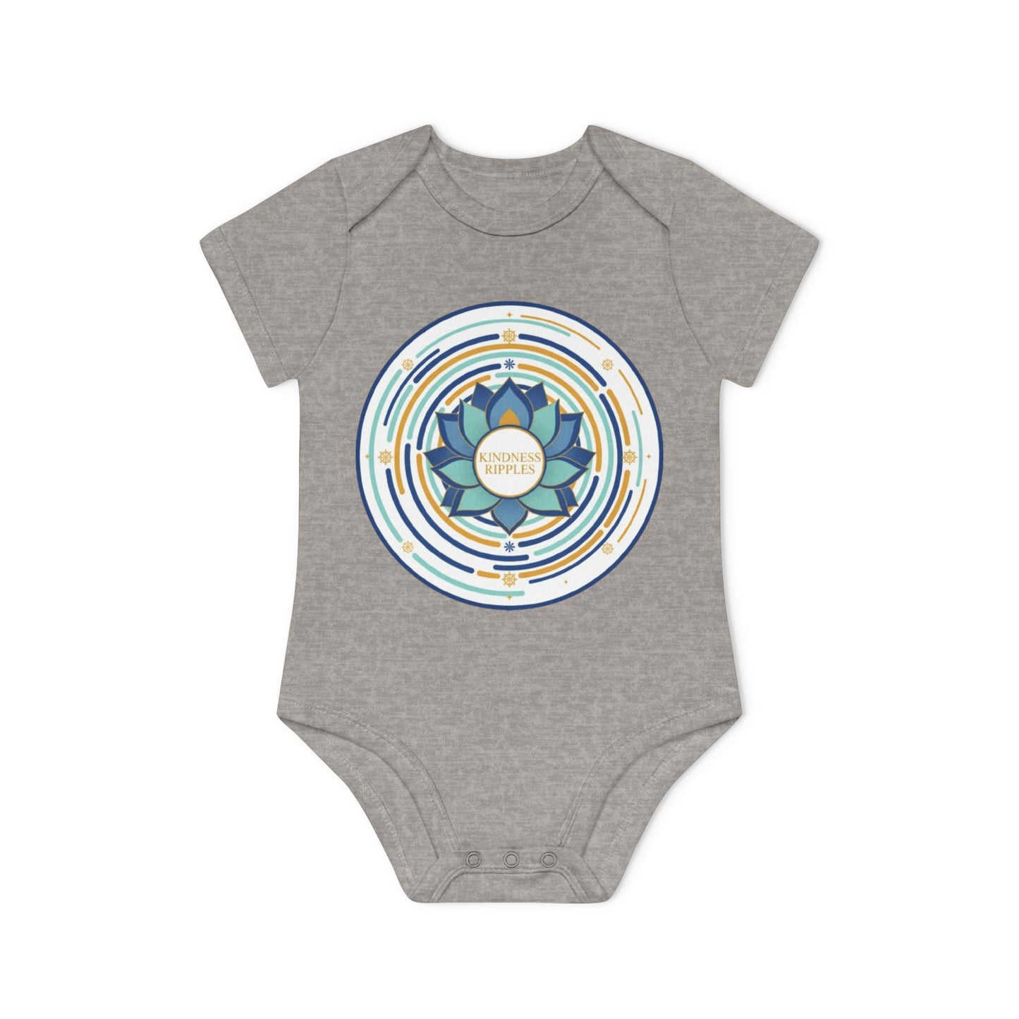 Colorful Lotus Baby Bodysuit - Organic Cotton Short Sleeve for Eco-Friendly Families