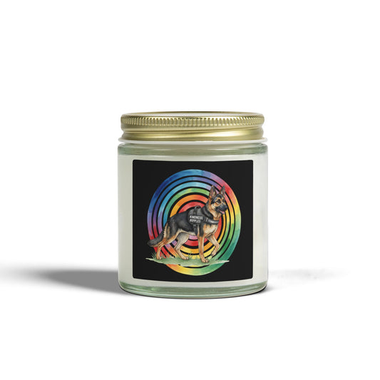 Coconut Apricot Scented Candle — Rainbow German Shepherd 4oz/9oz