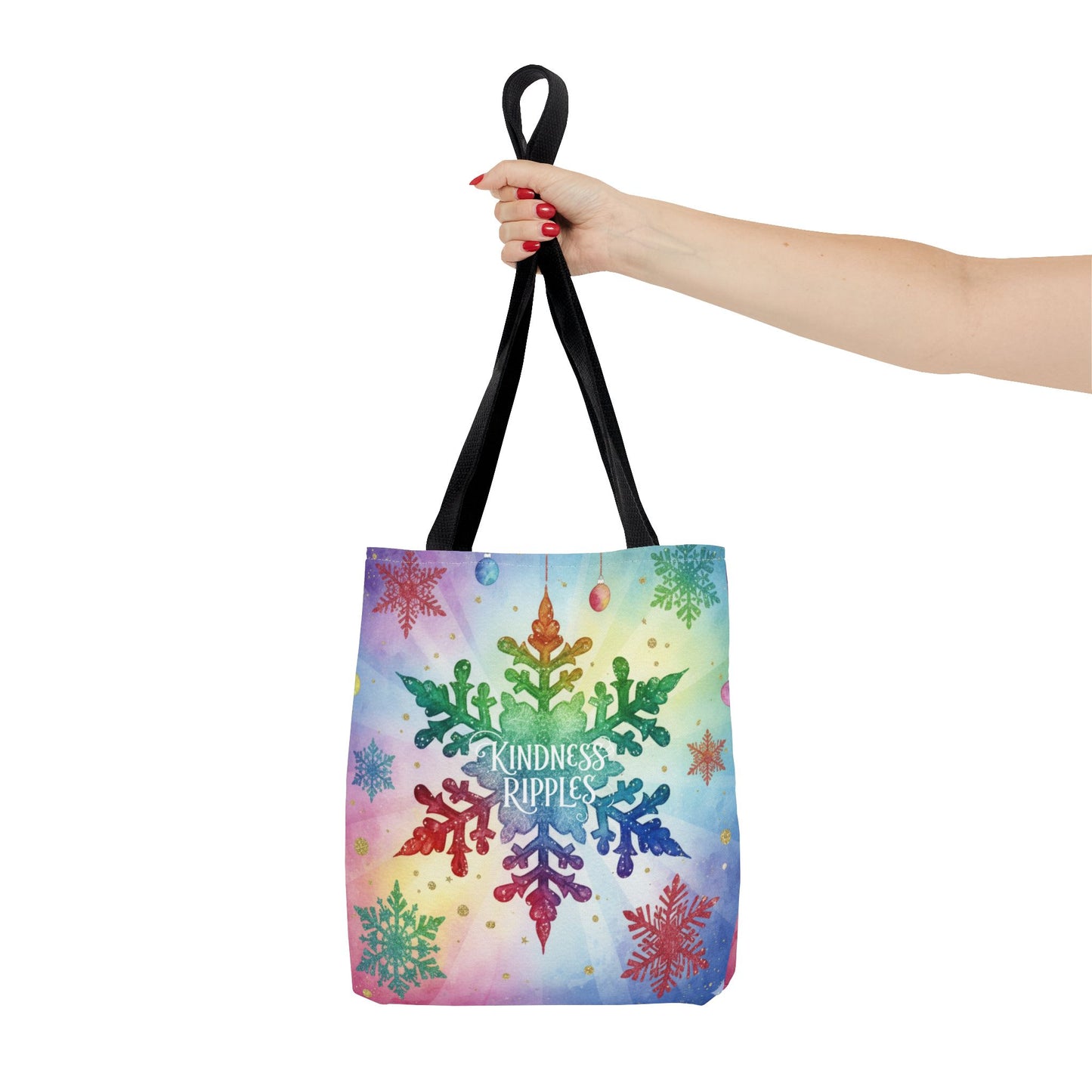 Kindness Ripples Winter Snowflake Tote Bag Colorful Kindness
