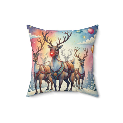 Christmas Reindeer Square Pillow