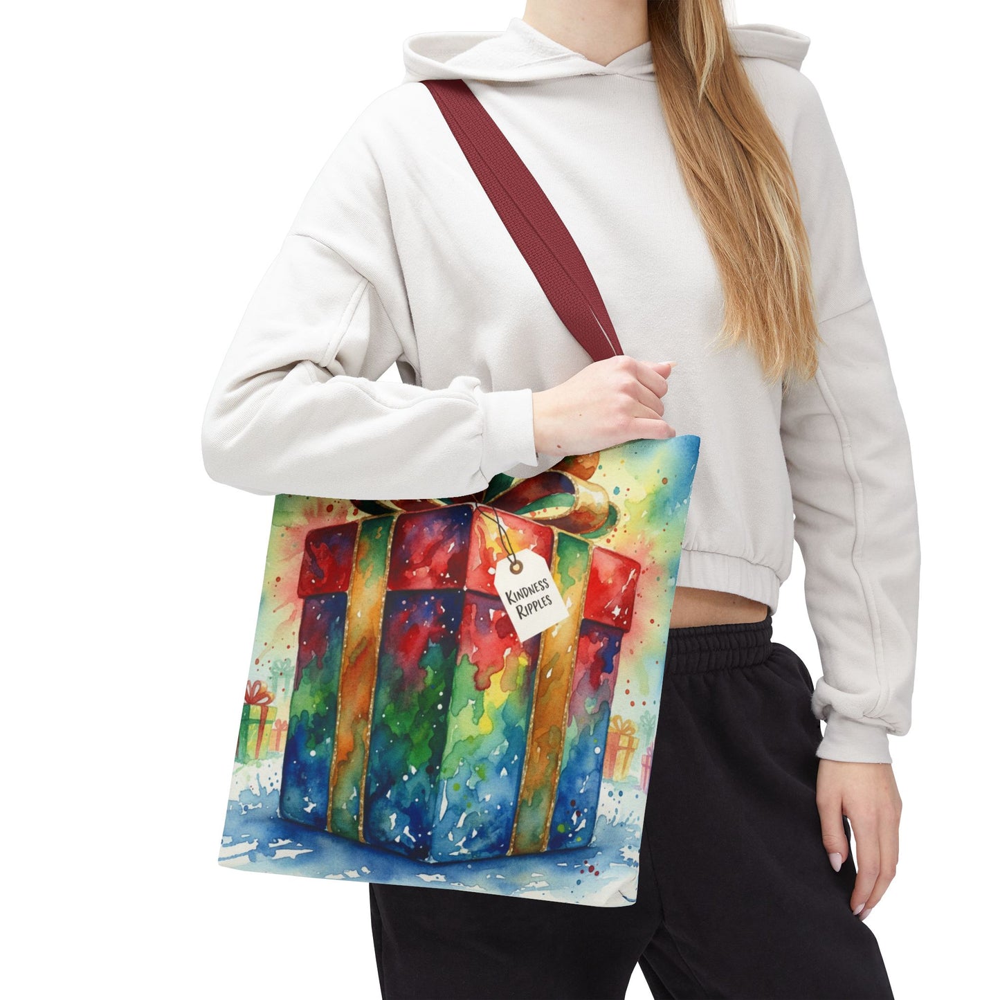 Colorful Gift Tote Bag - Perfect for Holidays & Celebrations -Simple message of Kindness - Reusable