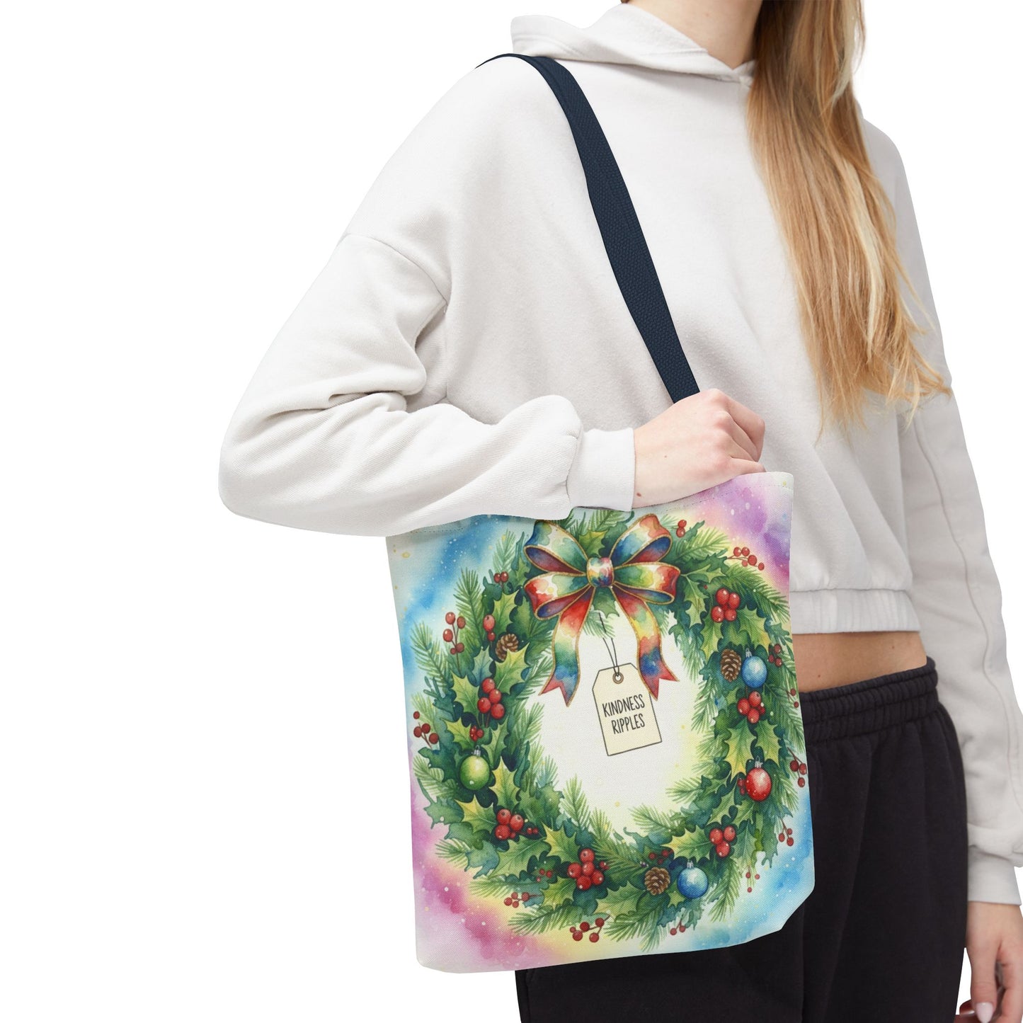 Holiday Wreath Tote Bag - Perfect for Christmas and Winter Celebrations