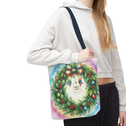 Holiday Wreath Tote Bag - Perfect for Christmas and Winter Celebrations
