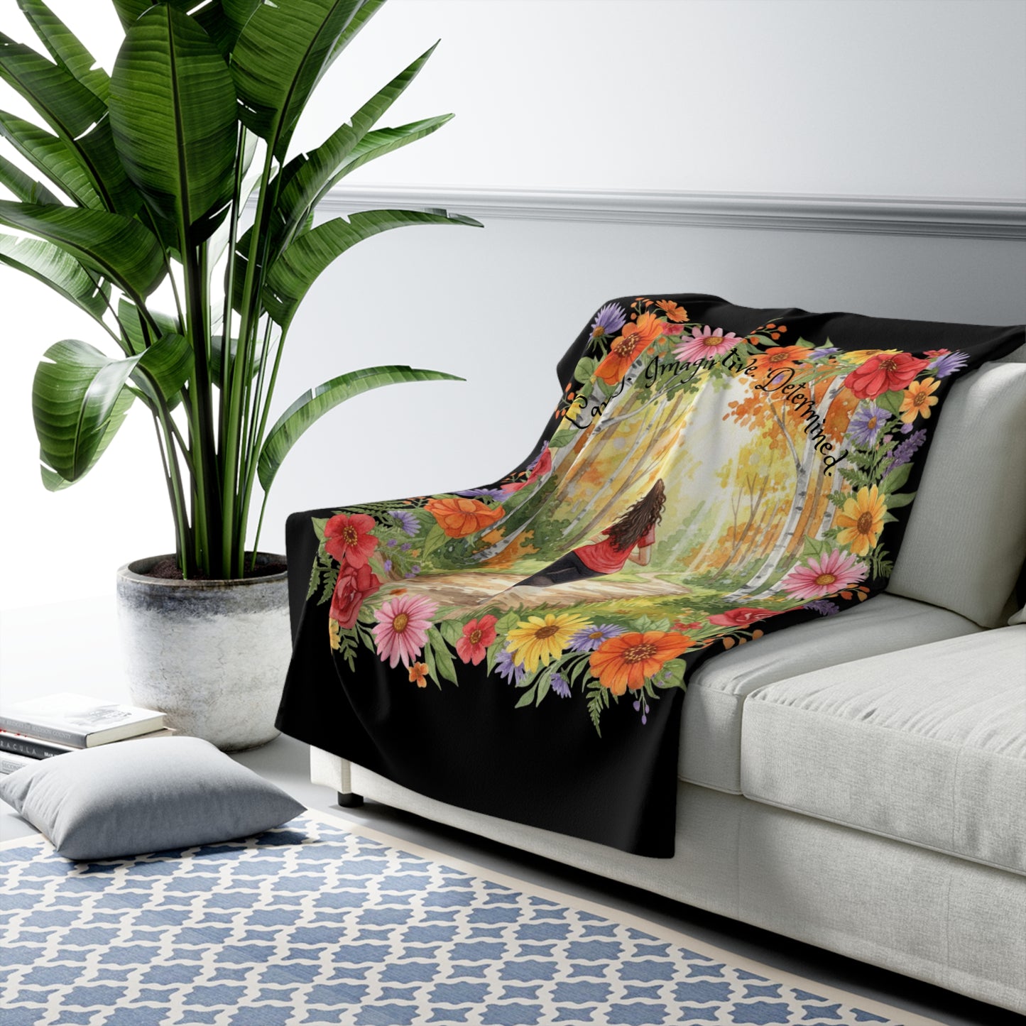 The Roxanne - Floral Sherpa Fleece Blanket - Cozy Comfort for Nature Lovers