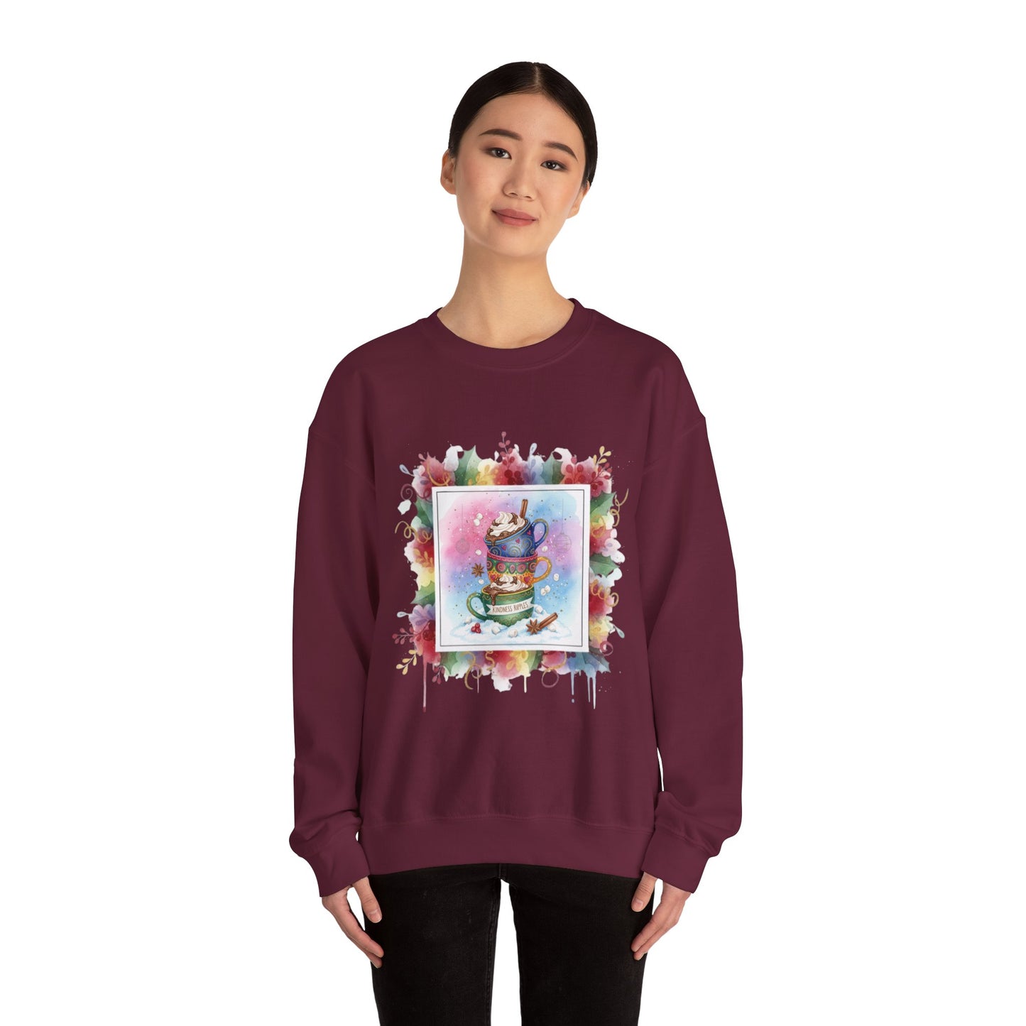 Cozy Holiday Crewneck Sweatshirt - Hot Cocoa Vibes
