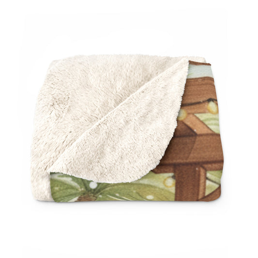 Sherpa Fleece Blanket - Cute Curly Doodle Holiday Picnic Vibe