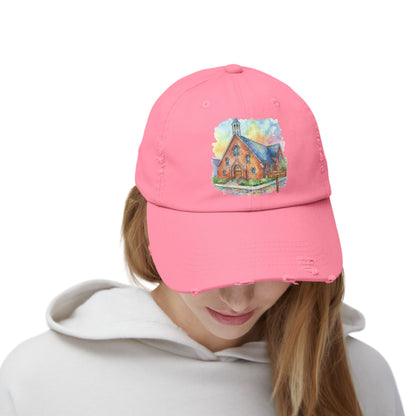Distressed Cap with Watercolor Church Illustration -- Pays Homage to the Amazing St. William Community