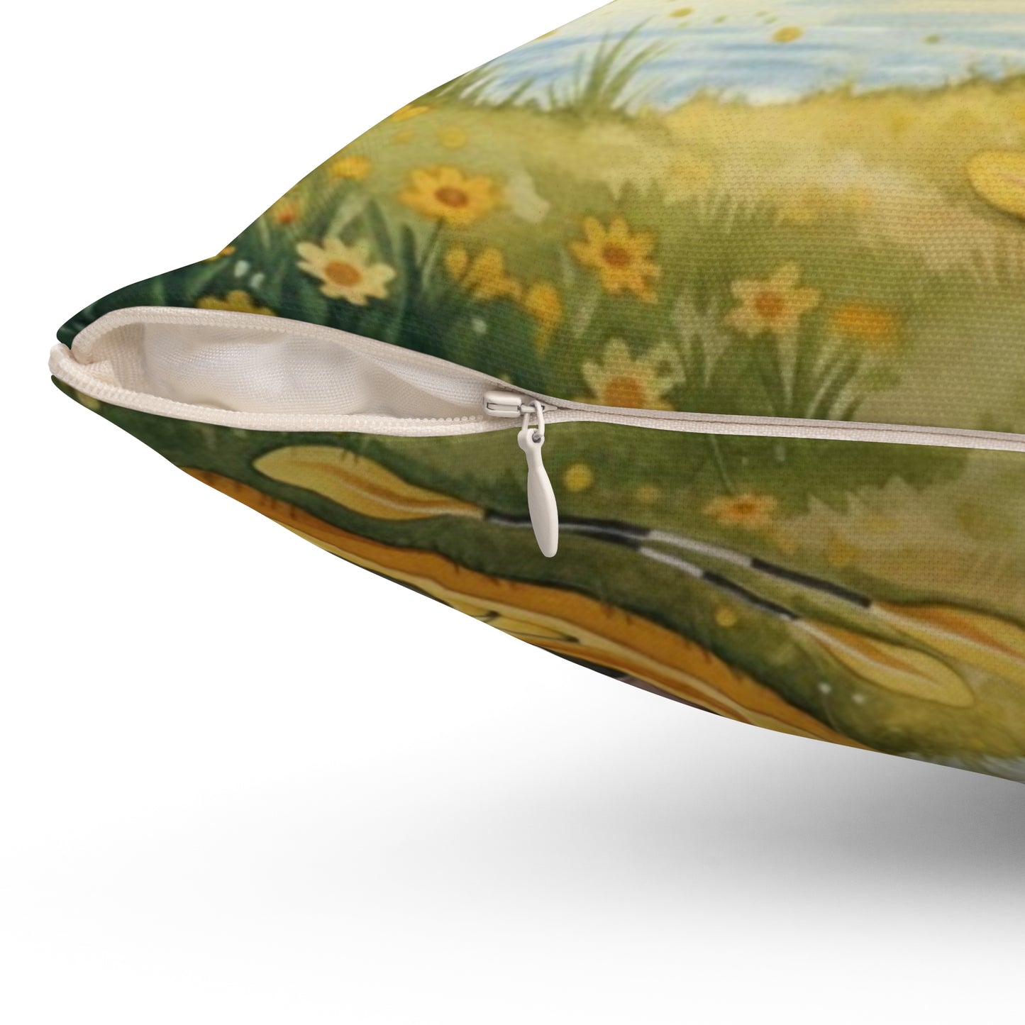 Golden Embrace Kayak Dream: Watercolor Lake Sunset Pillow