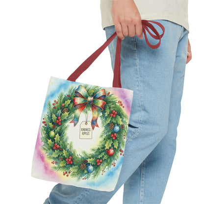 Holiday Wreath Tote Bag - Perfect for Christmas and Winter Celebrations