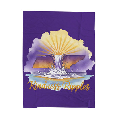 Purple Kindness Ripples Velveteen Plush Blanket - Cozy Statement Throw for Comfort & Warmth, Cookeville, TN, Waterfall Capital of the World