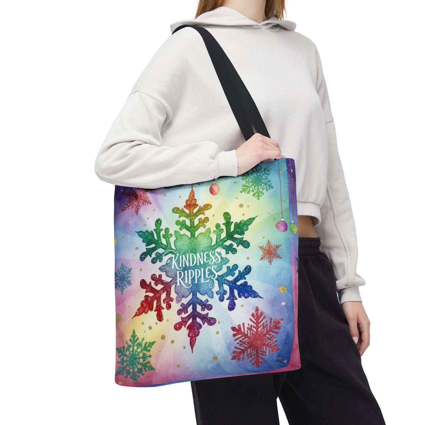 Kindness Ripples Winter Snowflake Tote Bag Colorful Kindness