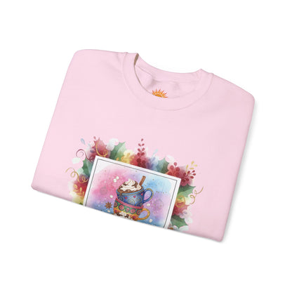 Cozy Holiday Crewneck Sweatshirt - Hot Cocoa Vibes