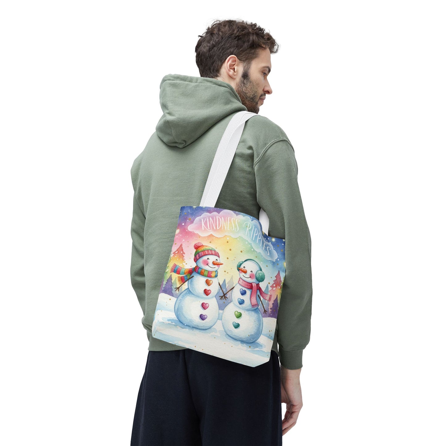 Whimsical Snowman Tote Bag - Kindness Ripples Design