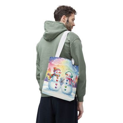Whimsical Snowman Tote Bag - Kindness Ripples Design