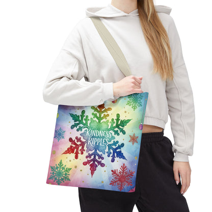 Kindness Ripples Winter Snowflake Tote Bag Colorful Kindness
