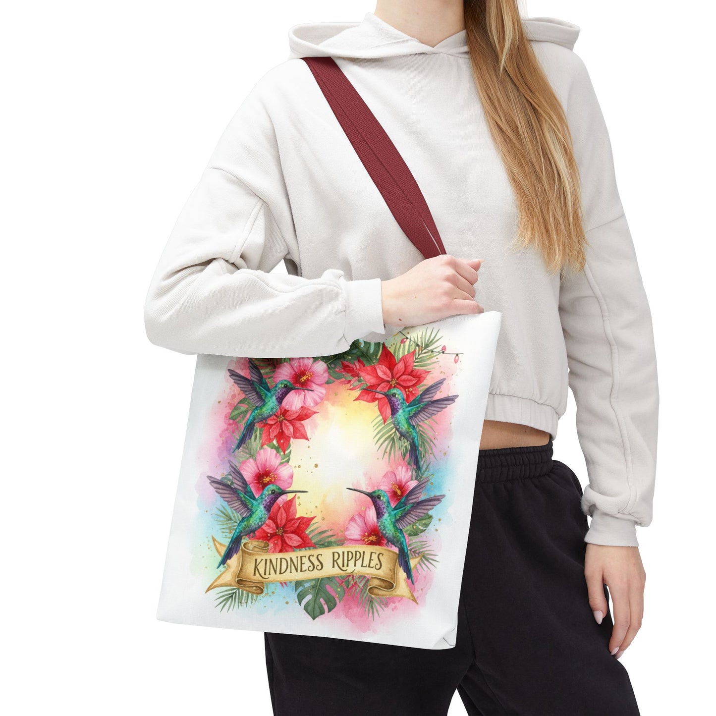 Colorful Kindness Christmas Hummingbirds Tote Bag
