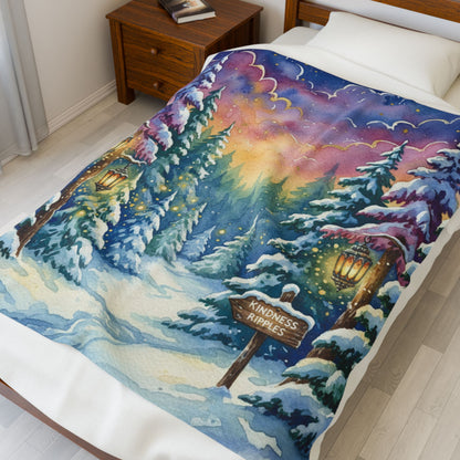 Cozy Winter Forest Velveteen Plush Blanket