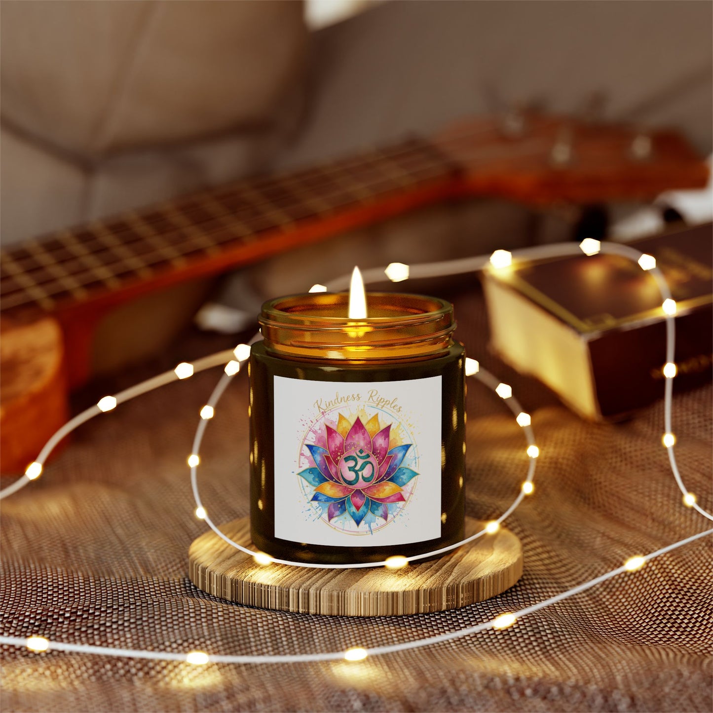 Meditation Scented Candle - Coconut Apricot Wax (4oz) | OM Symbol Aroma